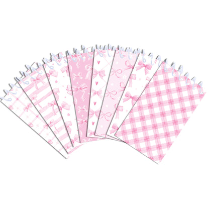 8pcs Pink Bowknot Theme Mini Spiral Pocket Notebooks Memo Pad Coil Booklet Notepads For Office Stationery School Diaries