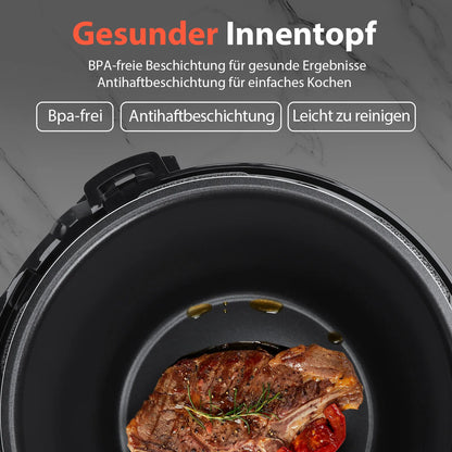 Aigostar Pressure Cooker 6L, 18-in-1 Multicooker, Keep Warm, Non-Stick Coating, Easy Cleaning, Digital Touchscreen, 1000W Pressu