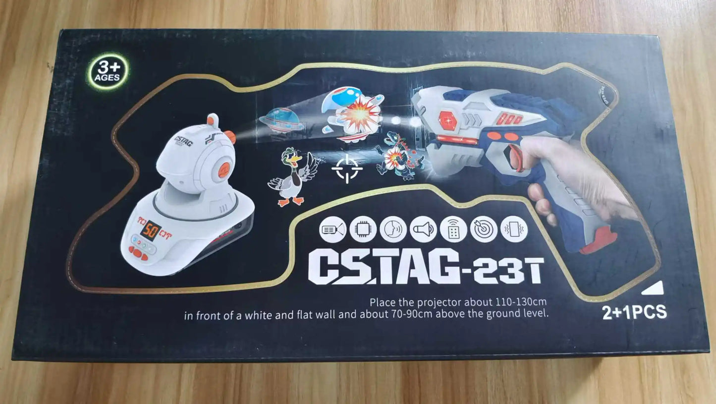 CSTAG Projector Shooting Game Guns Set New Kids Gifts Science&Imagination Toy For Boys Laser Tag Infrared Pistol Guns Game Toys