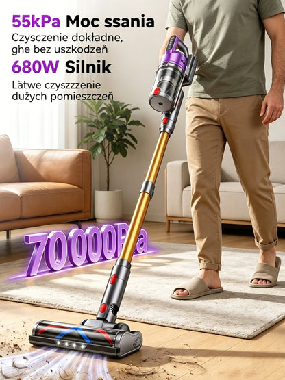 Tdyon Nova 680W 70000PA Cordless Vacuum Cleaner 75mins Long Runtime Removable Battery Self-Standing Wall Charging Vacuum Cleaner