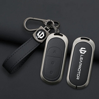 Zinc alloy+leather car remote key set, suitable for Leapmotor C16 C11 C10 C01 B10 T03 S01 car keychain key set chain accessories