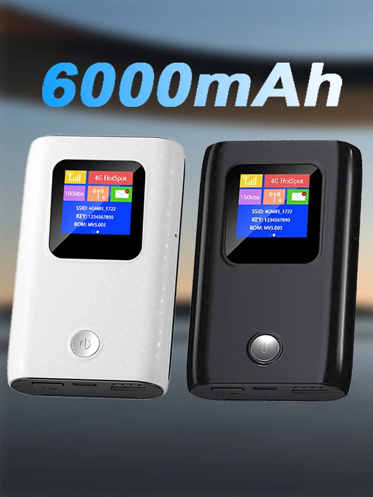 KuWFi CAT4 4G Mobile Router 2.4G Wireless WiFi Hotspot Portable Travel Mini LTE Router SIM Card Slot Built-in 6000mAh Battery