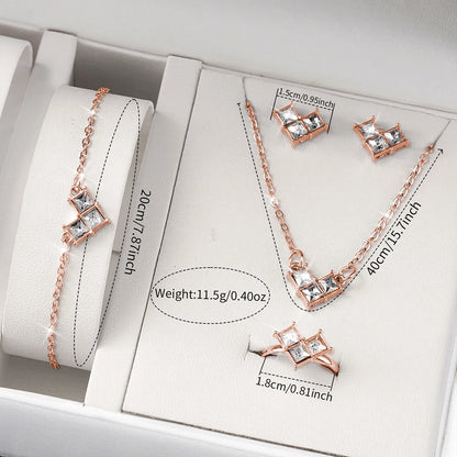 6PCS/Set Fashion Women's Quartz Watch Stainless Steel Band Wrist Watches Diamond Jewelry Set(Without Box)