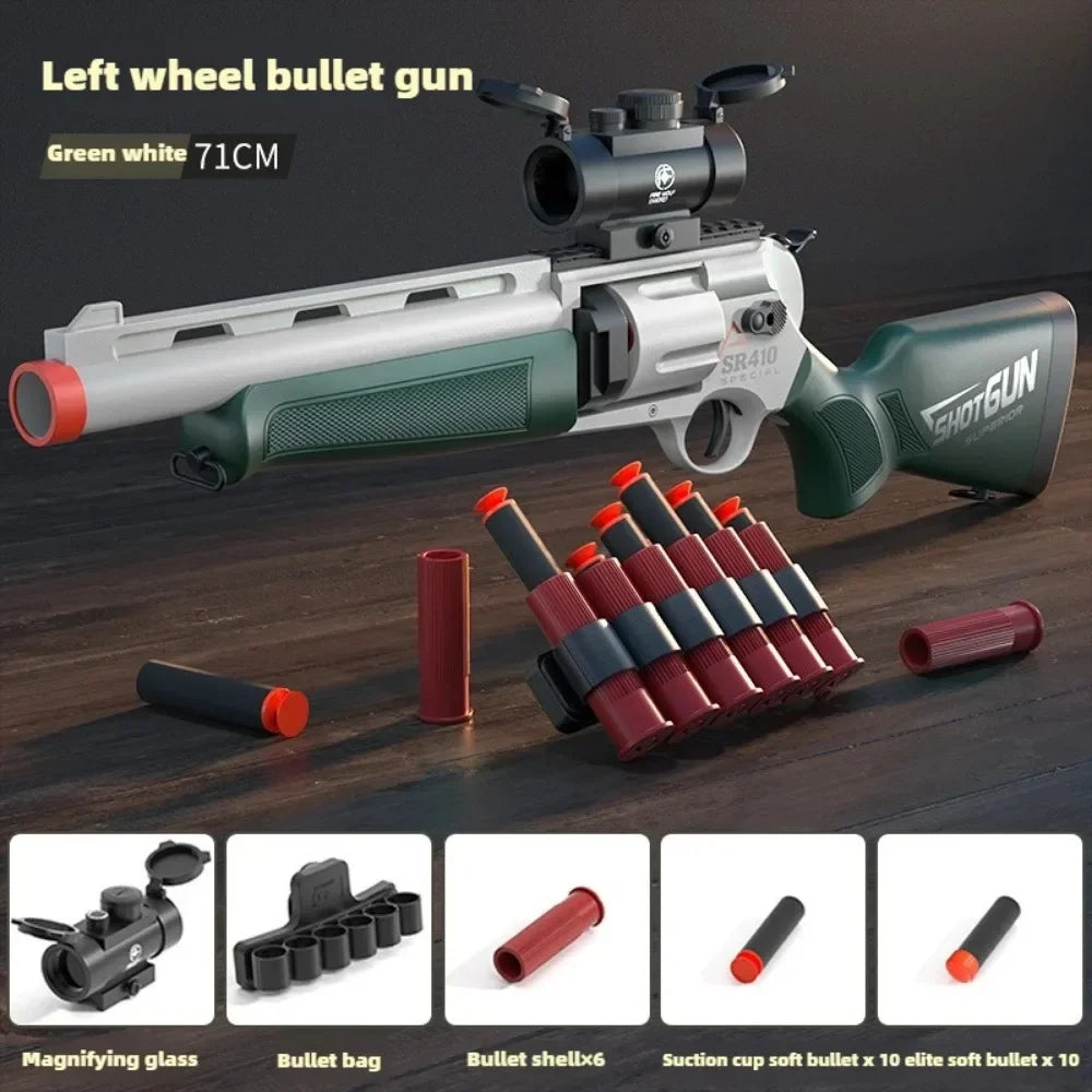 Revolver Toy Guns Shell Throwing Soft Bullet Launcher Outdoor CS Shotgun Shooting Game Model Toy for Children Kids Christmas