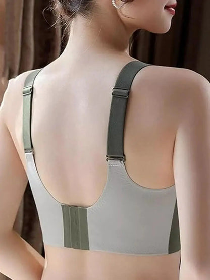 Seamless Ladies Underwear V-neck No Steel Ring Small Chest Gathered Adjustable Comfortable Thin Top Bra Breathable Gathered