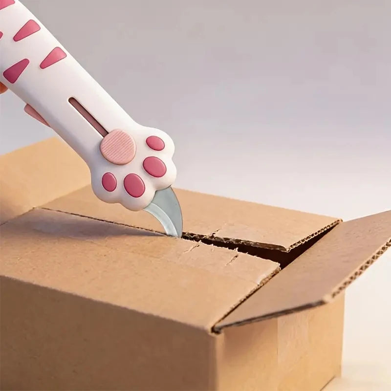 Retractable Cute Cat Paw Multi-Function Utility Knife, Portable and Safe Unboxing Tool, Office and Home Paper Cutting Gadget ﻿