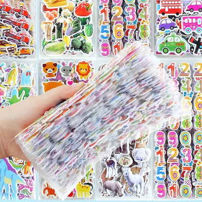 12/24pcs 3D Cartoon Bubble Stickers More Than 100+ Styles Random DIY Decoration Graffiti Stickers for Diary Luggage Laptop