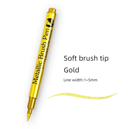 1/2PCS Gold Silver Metallic Marker Pen Waterproof Permanent Paint Marker Pen for Rock, Mug, Ceramic, Glass DIY Painting Supplies