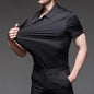 High Quality Dress Shirts For Men Business Casual Seamless Wrinkle Resistant Button Soft Elastic Luxurious Male White Clothing