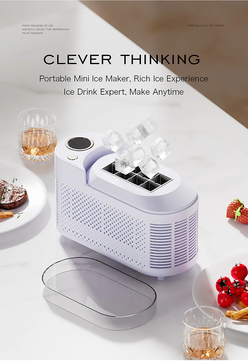 Electric Small Ice Maker Home Dormitory Office Camping Ice Automatic Ice Making Box Ice Machine Home Car Dual Use 12/110/220V