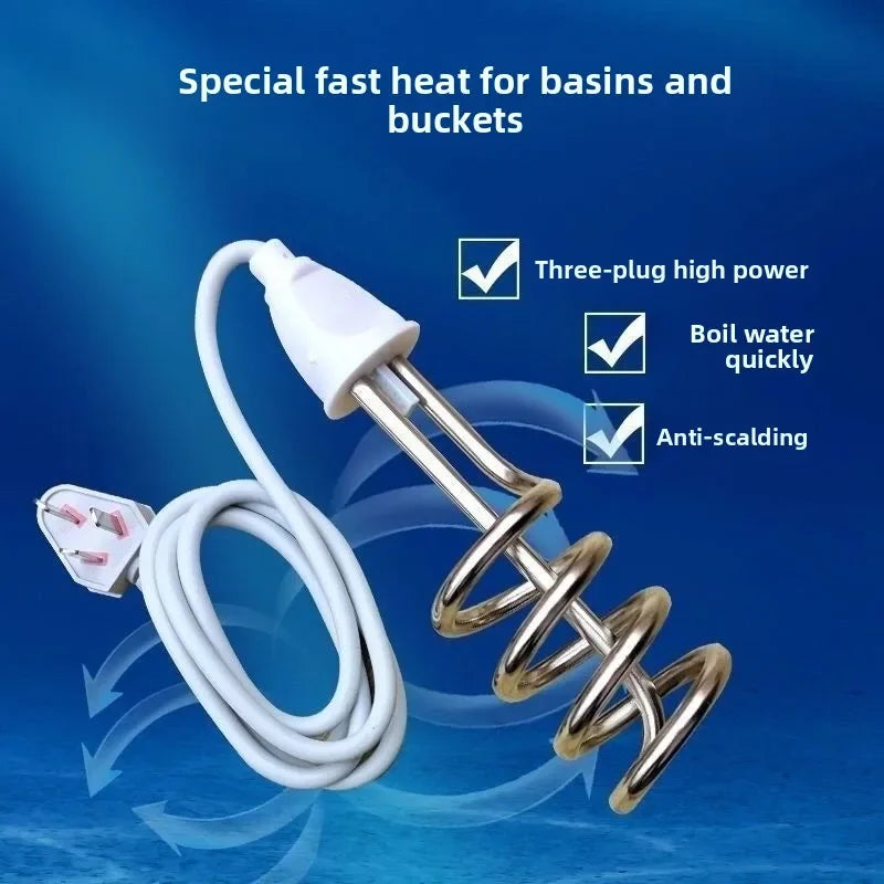 2500W-4000W Stainless Steel Immersion Heater Boiler Tankless Water Heating Rod Home Electric Hot Water Heater 220V