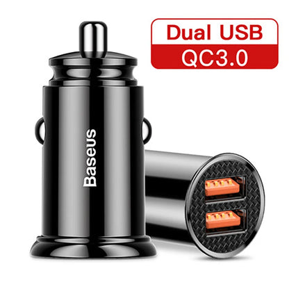 Baseus 30W Car Fast Charger Quick Charge 4.0 3.0 USB Type-C Fast Charging Car Phone Charger For Huawei Xiaomi iPhone 15 14 13 12