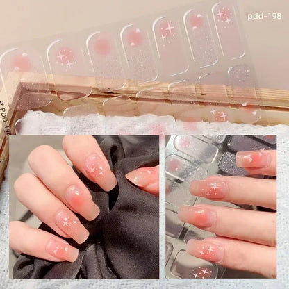1PC Gel Nail Sticker Patch Slider Flower Gradient Color Back Glue Full Cover Waterproof Gel Nail Sticker UV Lamp Curing Manicur