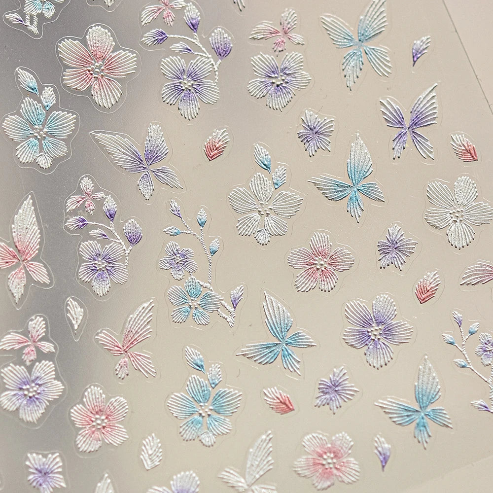 Luxury 5D Floral Nail Art Stickers Gold Silver Chinese Style Metal Frame Shiny Crystal Rhinestone Self Adhesive Manicure Decal