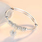 Trendy 925 Sterling Silver Bangles Bracelet Charms Cute Open for Women Fashion Jewelry Adjustment Size Cuff Wedding Party