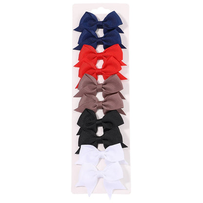 10Pcs/Set New Cute Solid Ribbon Bowknot Hair Clips for Baby Girls Handmade Bows Hairpin Barrettes Headwear Baby Hair Accessories