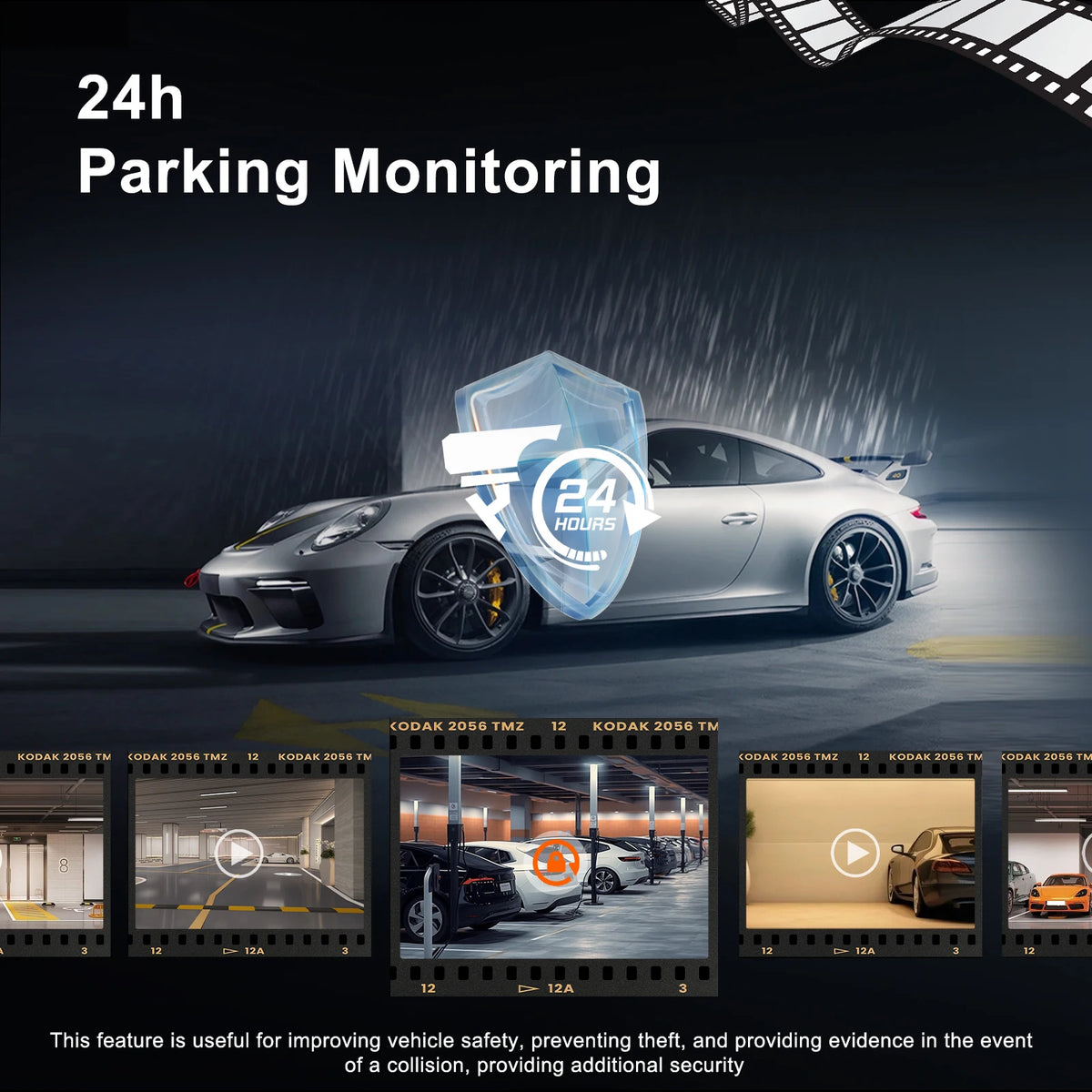 Podofo 4K Dashcam 9.66'' Mirror Dash Car Camera Rear Camera  Video Recorder Night Vision Loop Recording G Sensor 24H Parking Monitoring
