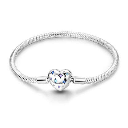New Charm Bracelet 925 Silver Heart Shape Holy Mother Snake Chain Clasp Bracelet Fit Original Bead DIY Fashion Jewelry