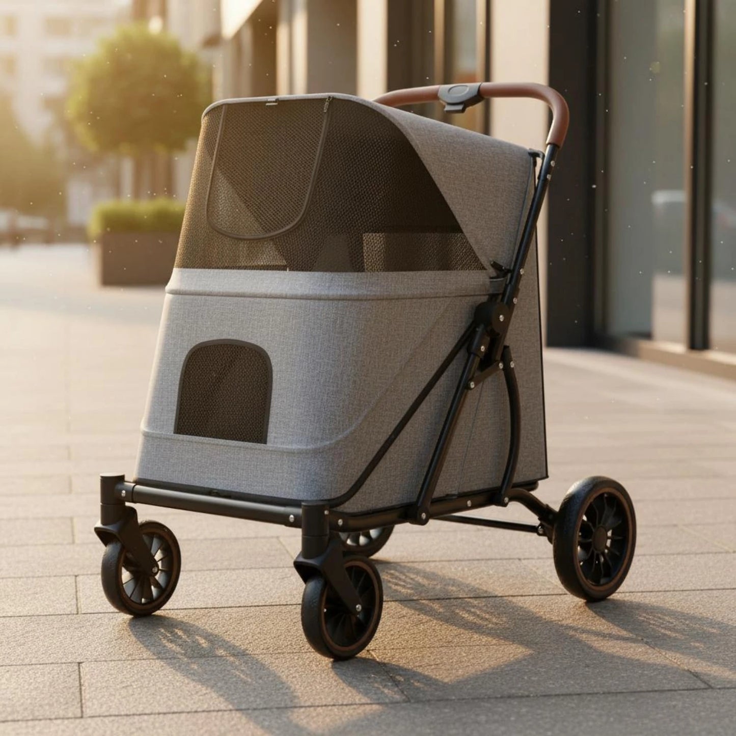Large Dog Stroller Swivel Wheels Foldable Pet Stroller Pet Travel Enclosed for Other Pets, Outdoor Walking, Transport