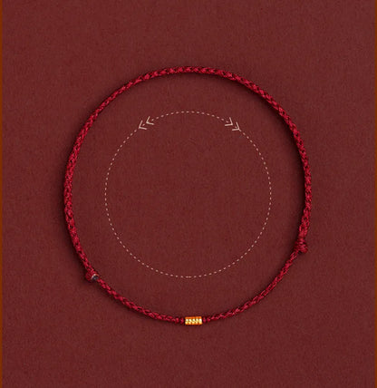 Hand Braided Red Rope Bracelet Copper Lucky Bead Hand Rope Couple Bracelet Simple Buckle Ethnic Original Female Accessory