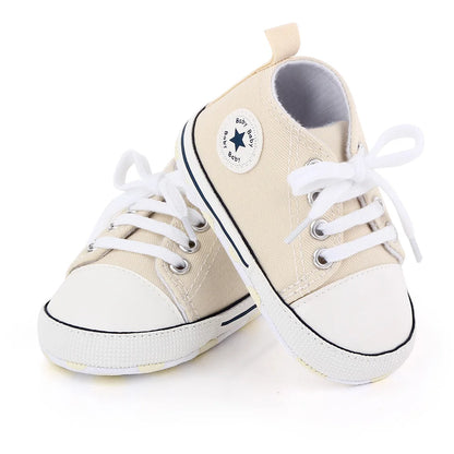 New Baby Shoes Boys Girls Classic Canvas Casual Sneakers Spring Newborn First Walker Toddler Soft Sole Non-Slip Walking Shoes