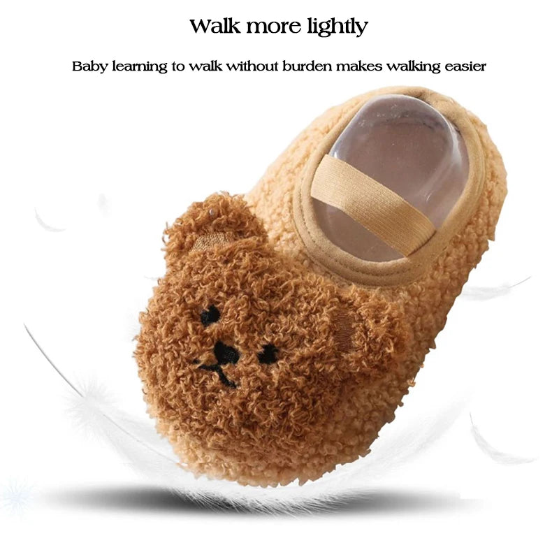 Winter Infant Floor Socks Soft Bottom Anti-slip Newborn Learning Walking Shoes Cute Cartoon Bear Baby Boat Sock Kids Footwear