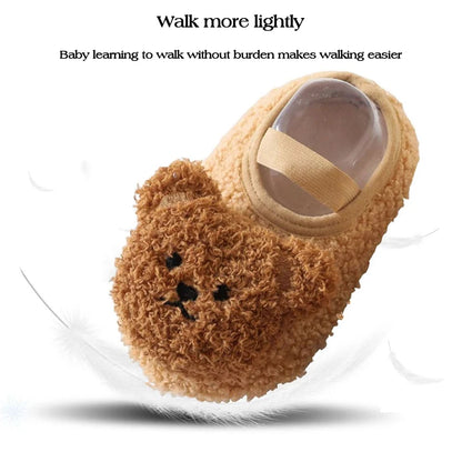 Winter Infant Floor Socks Soft Bottom Anti-slip Newborn Learning Walking Shoes Cute Cartoon Bear Baby Boat Sock Kids Footwear