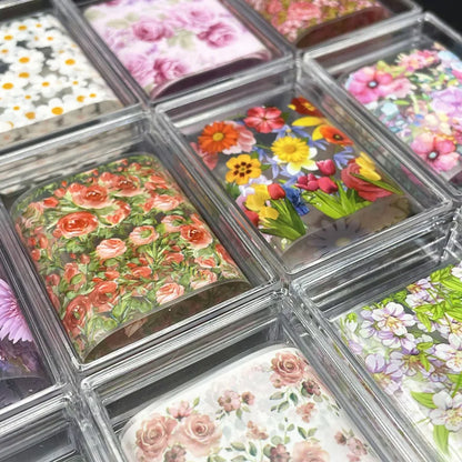 1Pc 100cm Flower Nail Foils for Transfer Paper Floral Stickers Rose Nails Wraps Tulip Nail Art Decorations