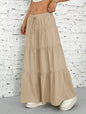 European and American Cross-Border New Style Wish Spring and Summer Women's Skirts, Tie-Strap Spliced Flared Skirts, Loose Long