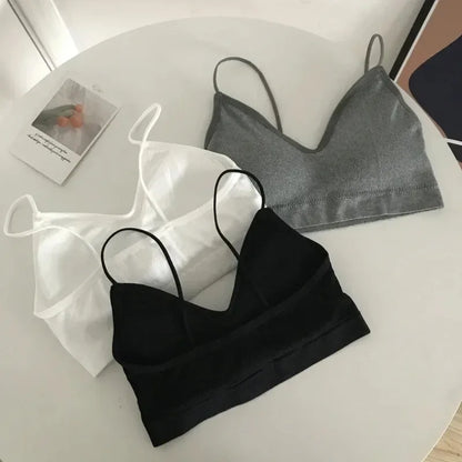 Women's Sports Bra Set Underwear Bra Korean Style Push Up No Steel Ring Bra Sexy Tube Top High Elastic Panty Set