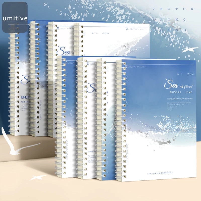 Coil Notebook Sea Style Sea Salt Series B5 Large Notebook/A5 Coil Notebook Landscape Coil Notebook for Students daily planner