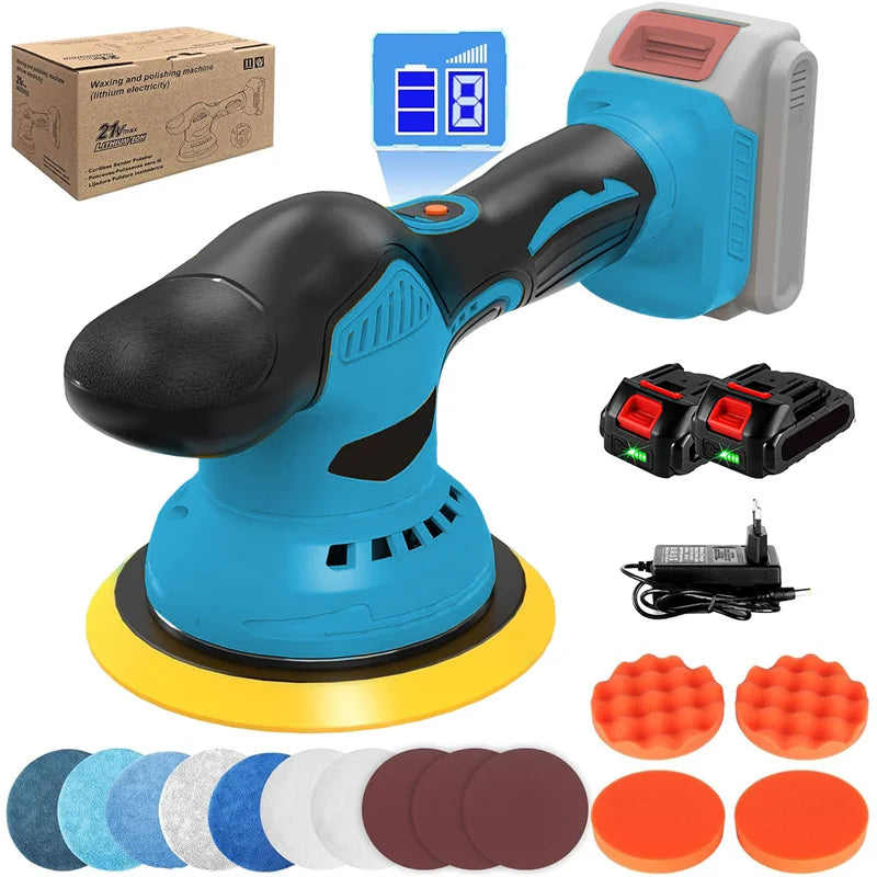5500RPM Cordless Polisher 8 Gears Rechargeable Car Polishing Machine Electric Rotary Tool For Makita 18V Battery
