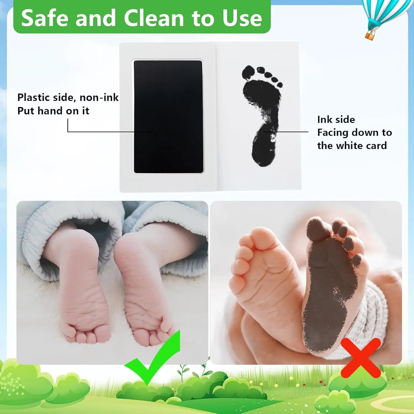 Baby Inkless Hand and Footprint Kit, Ink Pad Paw Print kit for Dogs, Dog Nose Print Kit, Dog Paw Print Kit - Baby Footprint Kit