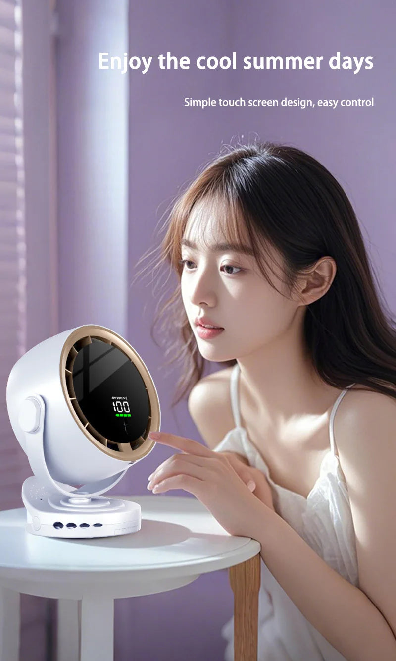 Mini Digital Display Fan Desktop Remote Control 720°Rotation Type-C Rechargeable Electric Fans Portable Wall Hanging With Clip