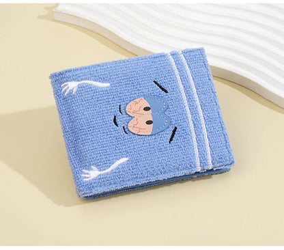 Plush Cartoon Wallet for Women Soft Fuzzy Surface with Zip PU Leather Coin Purse Closure Cute Casual Gift for Girls