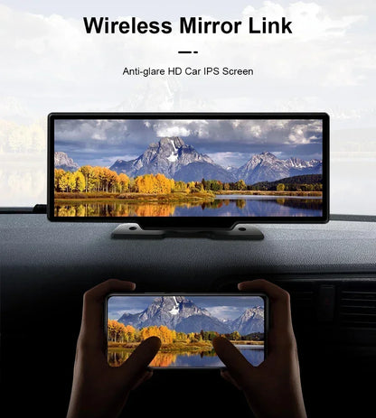 10.26 inch Car Play Screen,Wireless CarPlay & Android Auto Dash Cam Rear Camera Multimedia Stereo,AUX FM Radio,Car Touchscreen