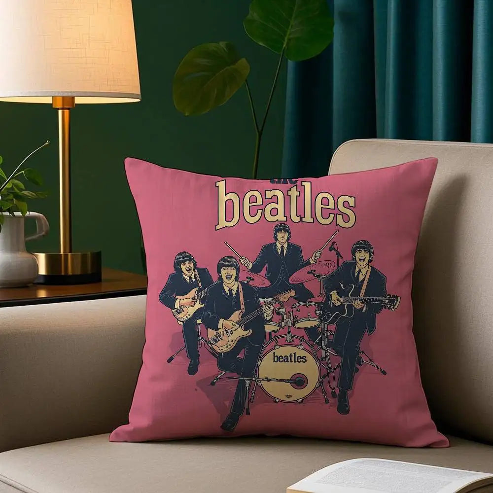The B-beatles Band Pillow Case Short Plush Print Cushion Cover Square Throw Pillow Covers Sofa Home Decor