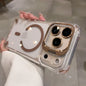 Luxury Transparent Airbag Case For iPhone 17 16 15 14 12 13 Pro Max Plus Air for Magsafe Transparent Camera Stand Holder Cover