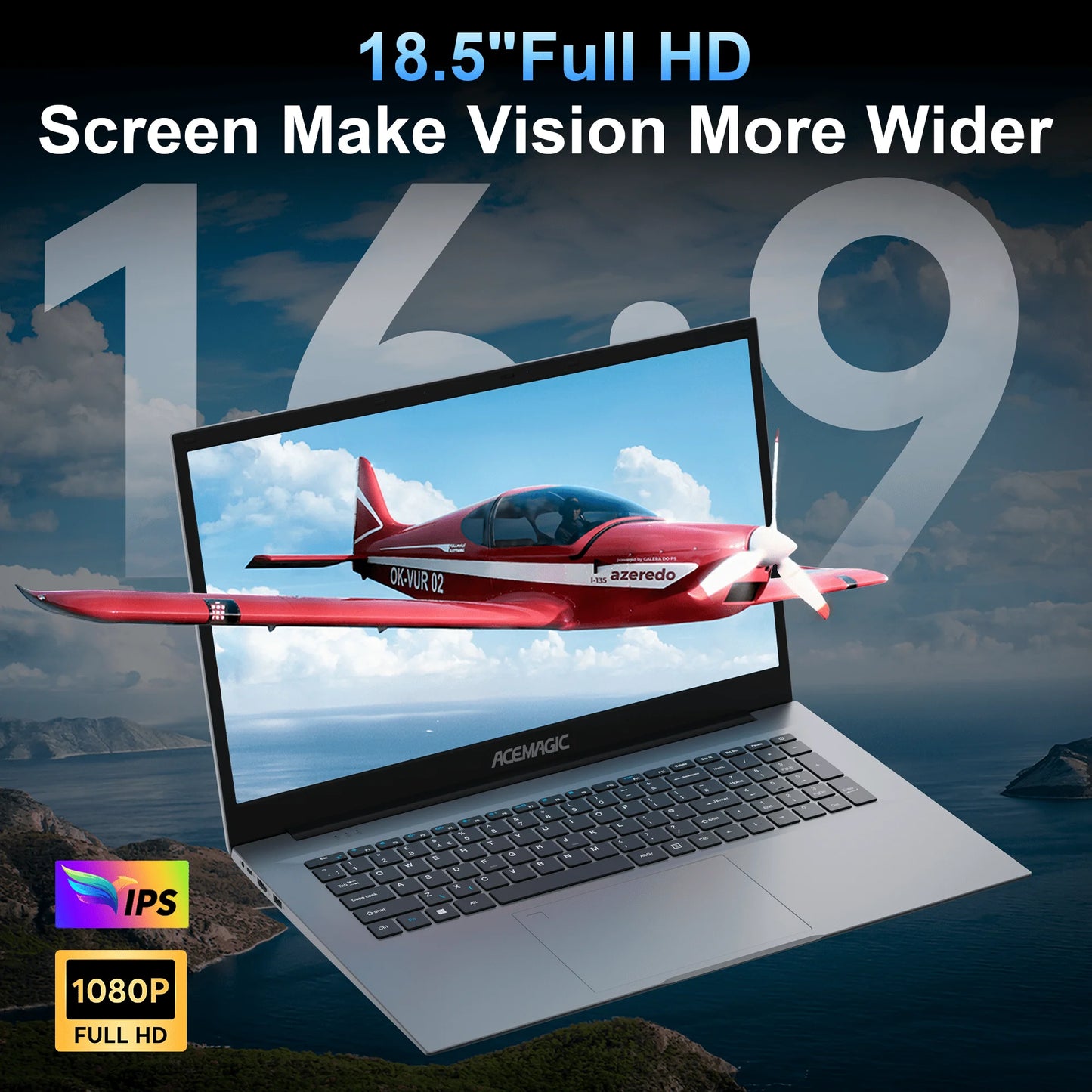 KAMRUI 18.5" 8000mAh Laptop Intel N150 4Core 16GB DDR4 512GB SSD Win11 Pro WiFi5 180° Foldable Notebook Computer for Home Office