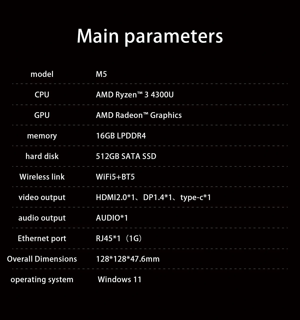 Mini PC SOYO M5 Mini AMD Ryzen 3 4300U LPDDR4 16GB RAM 512GB ROM Wifi 5 BT5.0 Windows 11 Pro Desktop Computer