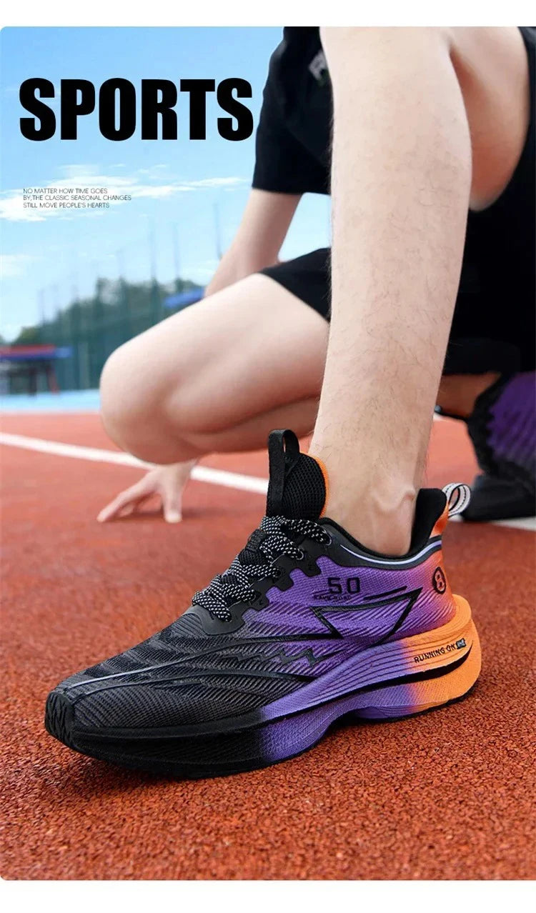Brand Men's Carbon Plate Running Shoes Soft Cushion Shock Absorbing Sports Shoes Unisex Sneakers Light Anti-Slip Training Shoes