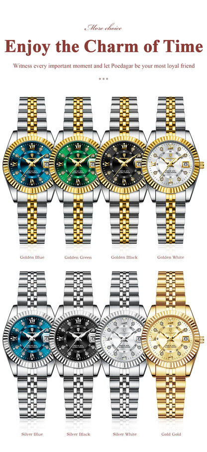 POEDAGAR Elegant Women's Watch Waterproof Luminous Date Fashion Ladies Wristwatch Stainless Steel Quartz Watches For Women Reloj