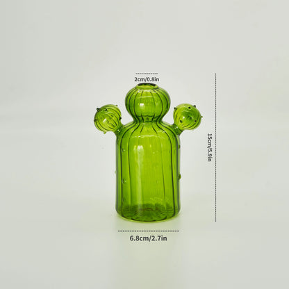 Cactus Glass Vase Hydroponic Plant Living Room Decoration Aromatherapy Bottle Flower Decor Vase Tabletop Small Vase Handicraft