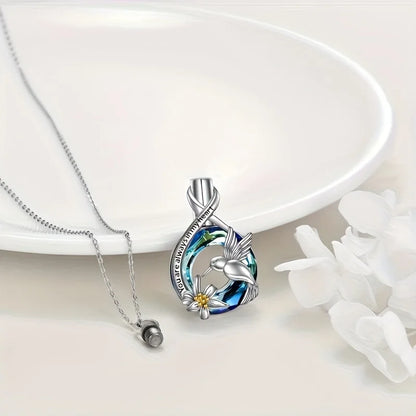 1PCS Hummingbird Urn Necklace for Urn Ashes for Women Cute Animal Cremation Jewelry Remembrance Gift for Christmas