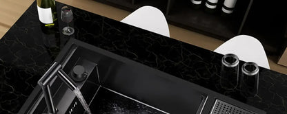 55cmx32cm 304 Nano Stainless Steel Hidden Sink Folding Faucet with Large Single Slot and Cover Plate Bar Counter Cup Washer