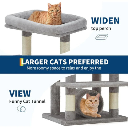 Garvee XXL Sturdy Large Cat Tree for Big Cats, Cat Tower with 11 Sisal Scratching Posts, Spacious Rest Platform, Cozy Hammock, Private Cat Condo and Hanging Toys