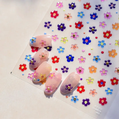White Flower Petal Cherry Blossom Peach Blossom Falling Petal Floral Gradient 5D Self Adhesive Nail Art Sticker Manicure Decals
