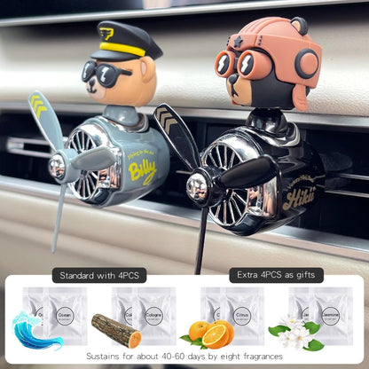 Rotating propeller pilot bear dog car air fresheners accessories decorations fun vent clip perfume diffuser aroma fragrance men
