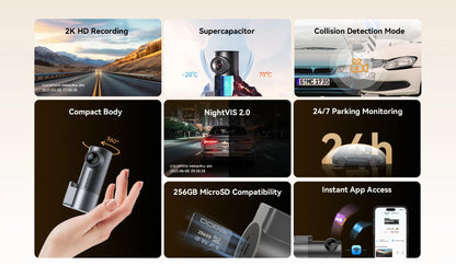 DDPAI MINI Pro 2K Dash Cam WiFi Car DVR Night Vision Smart Voice Control Support 24H Parking Monitor Car Dash Camera Recorder