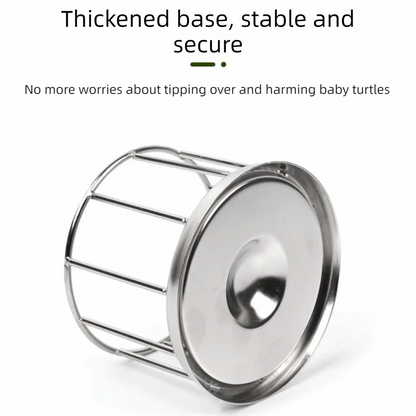 Large Capacity Turtle Stainless Steel Feeder Wear Resistant Wide Mouth Reptile Water Tray Fence Design Anti-overflow